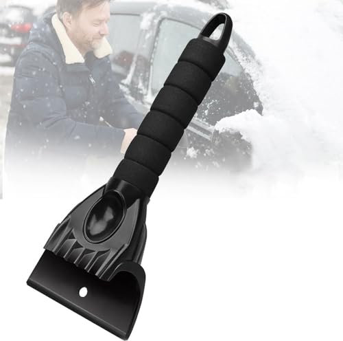 BNGXR Eiskratzer Auto, Scheibenkratzer Auto Eiskratzer, Große Kante und Wärmender Griff, Effizienter & Sicherer Schneekratzer Auto aus Premium ABS, Kratzer Auto Zubehör Schont Langlebig - Schwarz