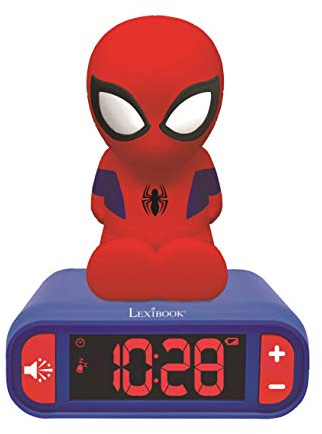 LEXiBOOK - Marvel Spider-Man Digital Alarm Clock with Night Light Snooze and Marvel Spider Man Superheroes Sound Effects - Boys Clock - Luminous Spiderman, Blue - RL800SP
