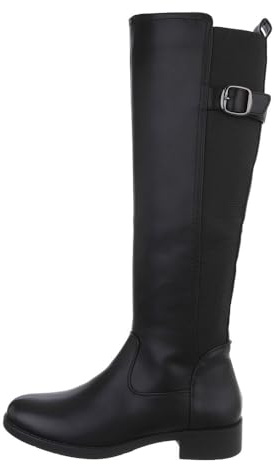 Ital Design Damenschuhe Stiefel Flache Stiefel, 9540-, Kunstleder, Schwarz, Gr. 36