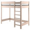WNM Group Cama Alta HUBI con Escalera - Cama Infantil con Protección Contra Caídas y Somier - Cama Juvenil de Madera Maciza y Tablero - Para Niños - Roble Encalado - 90