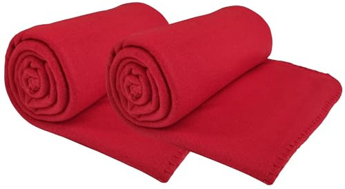 DILUMA Fleecedecke 130x170 cm 2er Set Dunkelrot - Sofadecke mit Anti-Pilling & Kettlerand - Stoffqualität ca. 400G - Pflegeleichte und Samtweiche Couchdecke - OEKO-TEX100