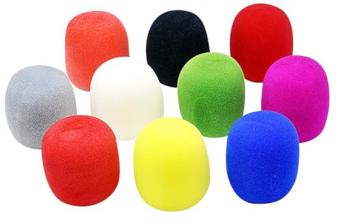HugeDE 12 Pcs Reusable Microphone Covers Colorful Foam Mic Covers Small Microphone Windscreens Handheld Microphone Covers Sponge Microphone Covers