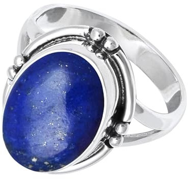 JEWELFORCE Lapis Lazuli-Edelstein-Bandring für Herren und Damen, Bandring in allen Größen, Geschenkartikel, 925er-Sterlingsilber, Bandring-Schmuck JSR-202J_62 (19.7)