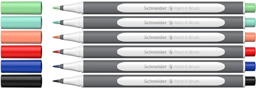 Schneider Brushpen Paint-It 070 (Premium-Pinselstifte mit flexibler Spitze und leuchtenden Farben für Kalligraphie, Hand-Lettering und mehr) 6 Stück sortiert Set 2