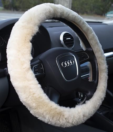 Reissner Lammfelle | LERA-25-GOB | Lenkradbezug Lenkradschoner Lenkradhülle für Auto und Wohnmobil | Echtes Merino Lammfell | Hochwollig Florhöhe 25mm | passend für ⌀40cm | Anti Rutsch | Farbe gobi