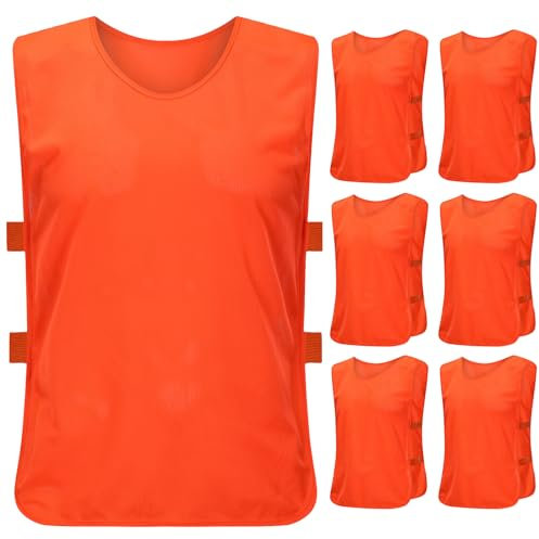 Catime 6 Stück Fußball Leibchen für Kinder, Trainingsweste Ohne Logo, Training Set (Orange)