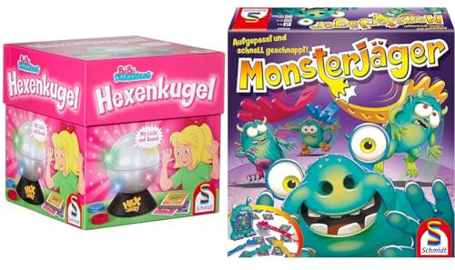 Schmidt Spiele 40458 Bibi Blocksberg Hexenkugel, Kinderspiel & 40557 Monsterjäger, Aktionsspiel, bunt