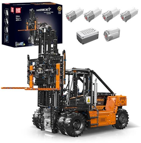 Mould King 17044 Carrelli elevatori pesanti, modelli di costruzione in scala 1:6 per adulti con dettagli autentici, radiocomandati da app (arancione, 4579+ parti)