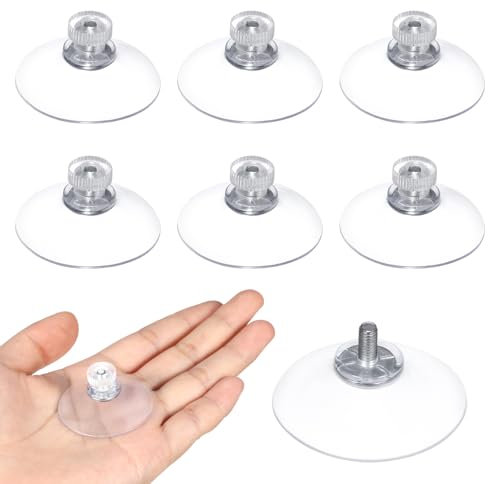 Qianyu 6Pcs Cup Glass Suction Pads 41mm Clear PVC Plastic Sucker Without Hooks - Extra Strong Adhesive Holder Removable Vacuum for Window Glass Shower Wall Bathroom Kitchen Decor