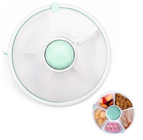 YULIAO Snack Spinner Rotierende, Tragbarer Obst und Süßigkeiten, Snack Box mit Deckel, Snack Aufbewahrungsbox, Aufbewahrungsboxen Snackbehälter, Snack Organisator für Kinder, 18×4.5CM, (Mintgrün)