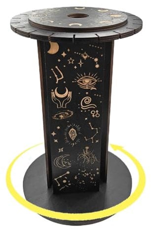 Display Crystal Stands - Wooden Crystal Display Shelf, Rotating Pendulum Halloween Sculpture | Gargoyle Statue Outdoor Decor, Collectible Figurines Home Decoration for Gems Rocks Pendants