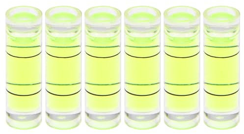 sourcing map 6pcs Small Cylindrical Bubble Level Vials 6x20mm PMMA Mini Horizontal Bubble Spirit Level Measuring Layout Tools for RV TV Picture Frame Hanging Tool Leveler