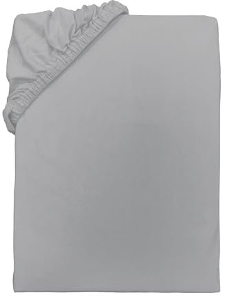 TOM TAILOR Jersey-Spannbettlaken, ca. 140-160x200 cm, 100% Baumwolle/Jersey, Mit Rundum-Gummizug, UNI, Hellgrau