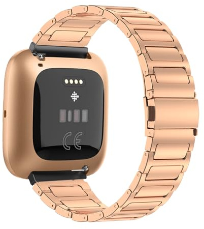 Edelstahl Armbänder für Fitbit Versa 2/Versa SE/Versa Lite/Versa Armband, mit Verstellbares Metall Faltschließe für Herren Damen Klassisch Metall Ersatzarmband mit Fitbit Versa 2 Uhrenarmband (B,22mm)
