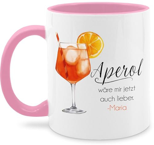 Tasse Tassen 325ml - Statement - Geschenk Aperol wäre mir jetzt auch lieber I Alkohol Geschenkidee Aperol Spritz Geschenk mit Name - 325 ml - Rosa - glas kaffeetasse personalisierte teetassen