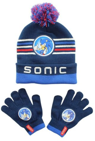 Paw Patrol Baby Jungen Beanie Mütze und Handschuhe Set Warme Kinder Wintermütze Chase Marshall Rubble Mütze Set für Kinder Gr. 52 54 (blau-sonic, 52)