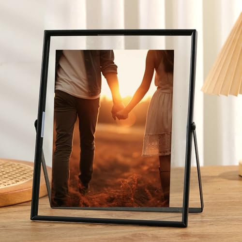 Ayoiow Photo Frames 18x13 cm Schwarz Gehärtetes Glas Bilderrahmen für Büros Bilderrahmen Tisch
