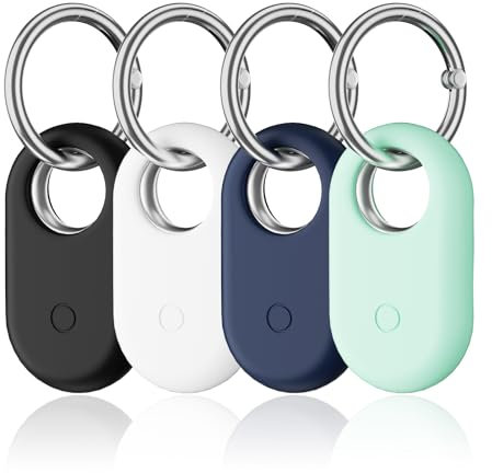NEUTYPECHIC 4 Stück Hülle für Samsung Galaxy SmartTag 2 mit Schlüsselanhänger, Silikon Anti-Kratz GPS Tracker Keyring Anhänger Schutzhülle für Smart Tag 2 Hülle für Kinder, Haustier, Koffer