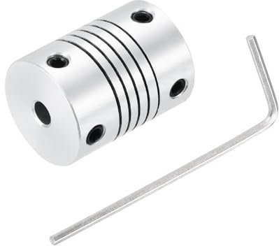 QUARKZMAN 1 Stück Flexible Kupplungen 4mm bis 4mm Aluminium Wellenkupplung L25xD19mm Klauenkupplung Schrittmotor Gelenkverbinder für 3D Drucker CNC Maschine DIY Encoder Motorwelle Silber