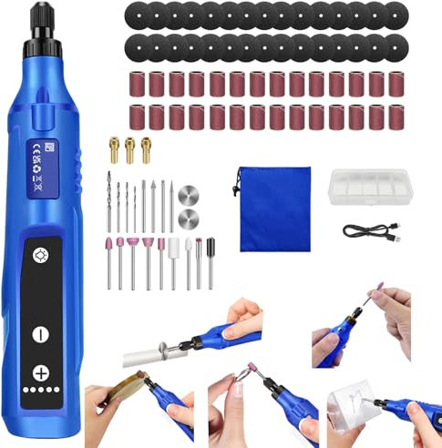 Cordless Rotary Multi Tool with LED Light Mini Cordless Rotary Tool Detail Sander Grinder Small Grinding Pen Kit for Polishing, Drilling, Engraving, Cutting, DIY, 5 Variable Speed, USB Rechargeable