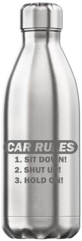 Car Rules - Borraccia termica con isolamento sottovuoto, colore: argento