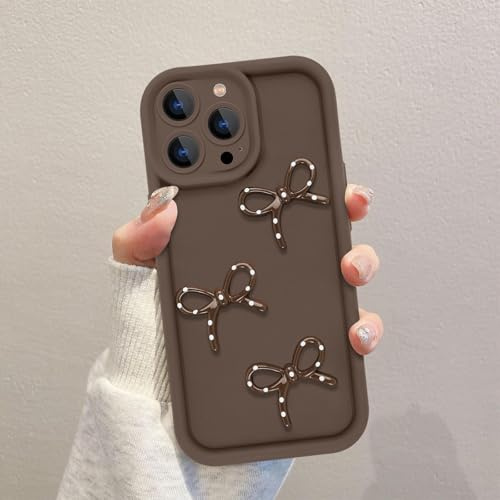 Kueqeay Handyhülle für iPhone 14 Pro Max hülle 6,7'', Aesthetic 3D Braun Schleife Mädchen Cute Puppe Muster Design Weiche Silikon TPU Ultra Dünn Stoßfest Kameraschutz Schutzhülle Bumper Case, 05