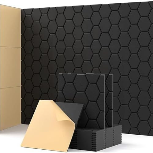Generisch Akustikplatten Selbstkleben, Schalldämmung Akustikpaneele, Hoher Dichte Schaumstoffplatte für Gaming Deko, Büros, Studios, Black-30x30cm-12 pcs