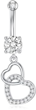 ROMANTICWORK Bauchnabelpiercing 925 Sterling Silber Clicker Bauchnabel Ring Hängender Nabelring Hypoallergenes Piercing Nabel Ring Bauch Piercing Schmuck Geschenke für Frauen