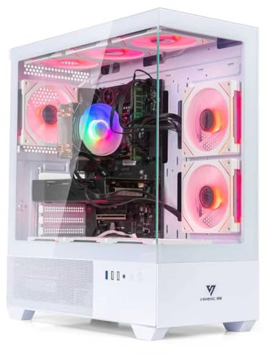 Evounic ARGB - Computadora de escritorio para juegos blanca - Core i7-8700K hasta 4.7GHz, RTX 4060 8GB, 16GB DDR4 RAM, 1TB SSD, Wi-Fi 6 y Bluetooth 5.4, 9× ventiladores ARGB, fuente de alimentación de