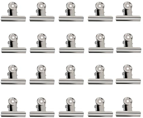 20 Pieces Metal Clips, Metal Bulldog Clips, Silver Binder Clips, Hinge Clips, for Clipboard,Poster,Paper Pictures Organizers, Crafts Hanging Art, Home and Office Decoration(5cm)