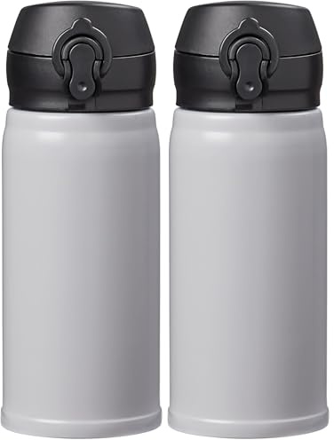 Chef Aid 350ml Flask - Compact Hydration for On-The-Go Adventures, Light Grey (Pack of 2)