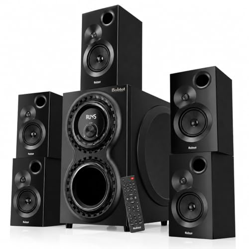 Bobtot Surround Sound Systems 1400 Watts Peak Power 12 Subwoofer | 5.1 Wired Loud Stereo Audio System Strong Bass Home Theater Speakers with ARC Optical Bluetooth Input for TV