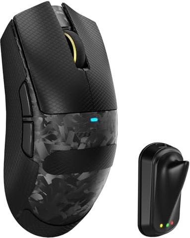 MAMBASNAKE ATTACK SHARK X11 ULTRA Carbon Fiber Wireless Gaming Mouse with Grip Tape, Nordic 54L15, PAW3950MAX, 42000DPI, Dual 8000Hz, 63g Lightweight, Shark-fin Dongle,Double-Layer Feet, Forged Black