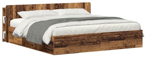 vidaXL Kopfteil Schrank mit Speicher Altholz Holzwerkstoff, Stylischer U-förmiger Holz-Kopfbereich, Multifunktionale Kommode, Moderne Möbel, Organisierer, Stauraumlösung