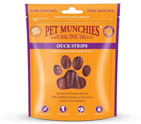 Pet Munchies Duck Strips Dog Treats, Value Pack Dog Chews with Natural Real Meat, Grain Free, Low in Fat and High in Protein 320g (Pack of 3)