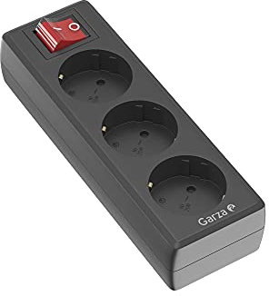 Garza Power - Regleta de 3 enchufes | Sin Cable | con Interruptor | Ladrón múltiple | Protección infatil | Color Negro