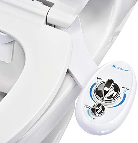 Brondell Bidetaufsatz für Linkshänder SouthSpa Doppeldüse Bidet – Bedienfeld auf der linken Seite, Doppeldüsen für Vorder- und Rückwäsche, Dual positionierbare Düsen, einfache Installation, LH-12