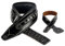 YUEKO Gitarrengurt aus Rindsleder, verstellbar, genarbtes Leder, gepolsterter Schultergurt für Akustik-, E-Gitarre, Bass, Schwarze, silberfarbene Nieten, 128~143cm