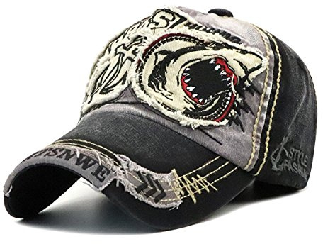 Sporty Herren Baseball Cap Shark Fight Skull