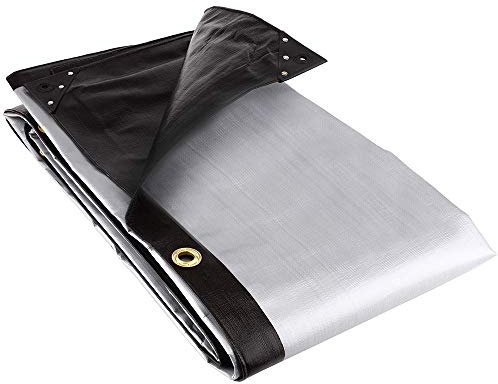 GroundMaster 270gsm Black/Silver Tarpaulin - Waterproof Outdoor Dual-Sided Versatile Groundsheet Cover (1.2m x 1.8m (4ft x 6ft))