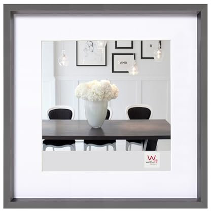 walther design Bilderrahmen stahl 20 x 20 cm mit Passepartout, Steel Style Kunststoffrahmen ES220D
