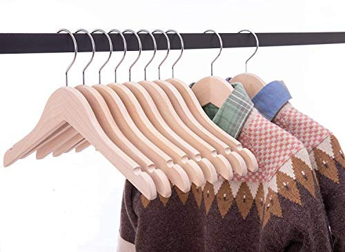 Cocomaya 32cm Unfinished Natural Eco Wooden Kinder Baby Kinder Kleinkind Kleiderbügel Mäntel Kleidung Hemden Kleiderbügel mit 360 Swivel Haken 10er Pack