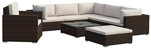 vidaXL 8-TLG. Garten-Lounge-Set mit Auflagen Poly Rattan Braun