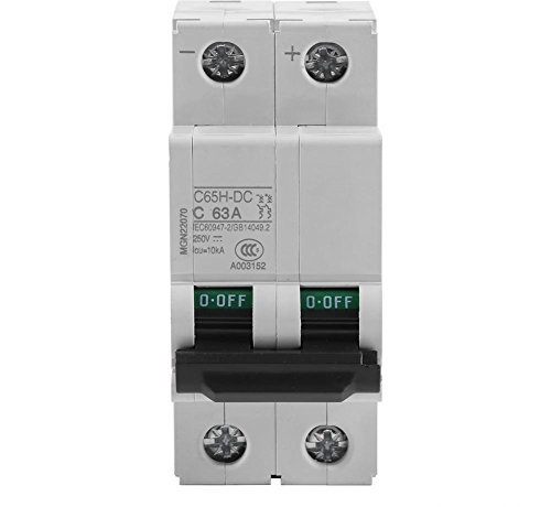 VIFER Disjoncteur Miniature Bipolaire, DC 250V Disjoncteurs Basse Tension, Disjoncteur Neutre à Vide, Interrupteur à Énergie Solaire 16A/32A/63A