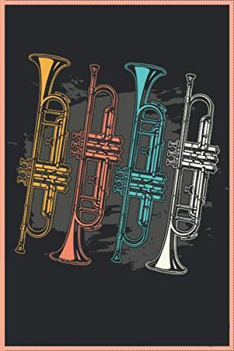 Vintage Trompeten Retro Musik Musiker Trompete Tuba 120 Seiten Kariert Musik Musiker Notizbuch A5 (6x9 Zoll) Heft Trompeten Spieler Kalender: Lustiges Musiker Notizbuch