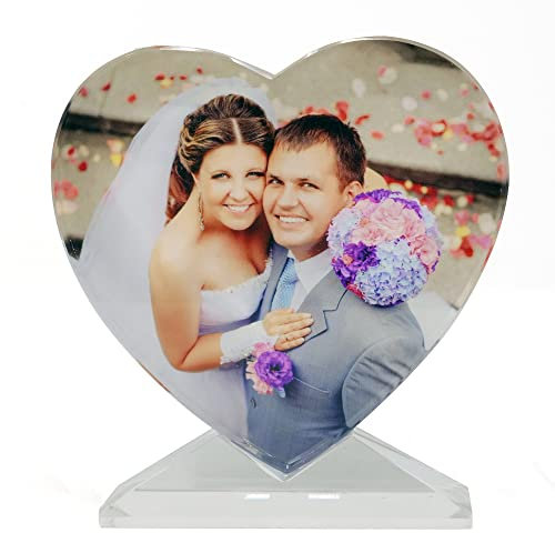 MyPrezzie Glasfoto in Farbe - Dein Foto auf einem echtem Glasherz gedruckt | Foto auf Glas als hochwertiges Fotogeschenk (Herz ca. 100 x 105 mm) - Valentinstag, Hochzeitstag, Jahrestag
