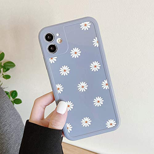ZTOFERA TPU Back Case for iPhone 11, Daisy Pattern Glossy Soft Silicone Case, Slim Lightweight Protective Bumper Cover for iPhone 11 (6.1) - Grey