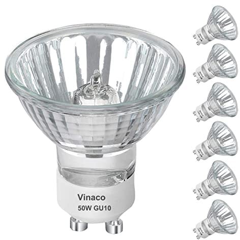 GU10 Halogen 50W Halogen Leuchtmittel, 6er-Pack Lang Anhaltend GU10 C 230V 50W Halogenlampen, GU 10 Dimmbar Warmweiß 2800K, Hohe Helligkeit GU 10 Halogenlampen 50 Watt für Einbauspurbeleuchtung.