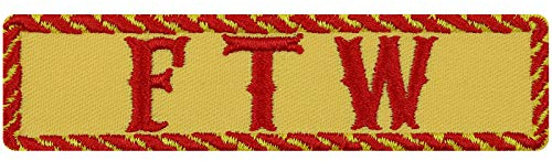 Biker Aufnäher/Aufbügler/Patch FTW Jeans Flicken/Bügelbilder zum annähen/aufbügeln | Boxer Geschenk Motorradfahrer Applikation für Leder/Tasche/Weste | gelb 100x25mm