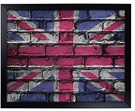 Lap Tray with Cushion | Union Jack Brick Wall Graffiti in Abstract | Padded Bean Bag Cushion | For Eating, Working, Crafting, Laptop | Portable Table Desk